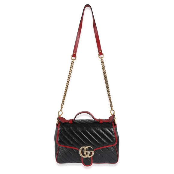 Gucci Black Quilted Leather GG Marmont Small Torchon Top Handle - Picture 2 of 7